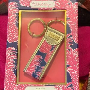 Lilly Pulitzer Pink & Navy Gold-Trim Key Fob